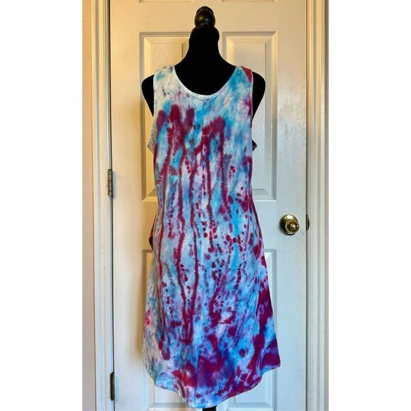 NWOT FLAX Tie Dye Spiral 100% Linen Shift Sleeveless Summer Dress Medium - Picture 2 of 7
